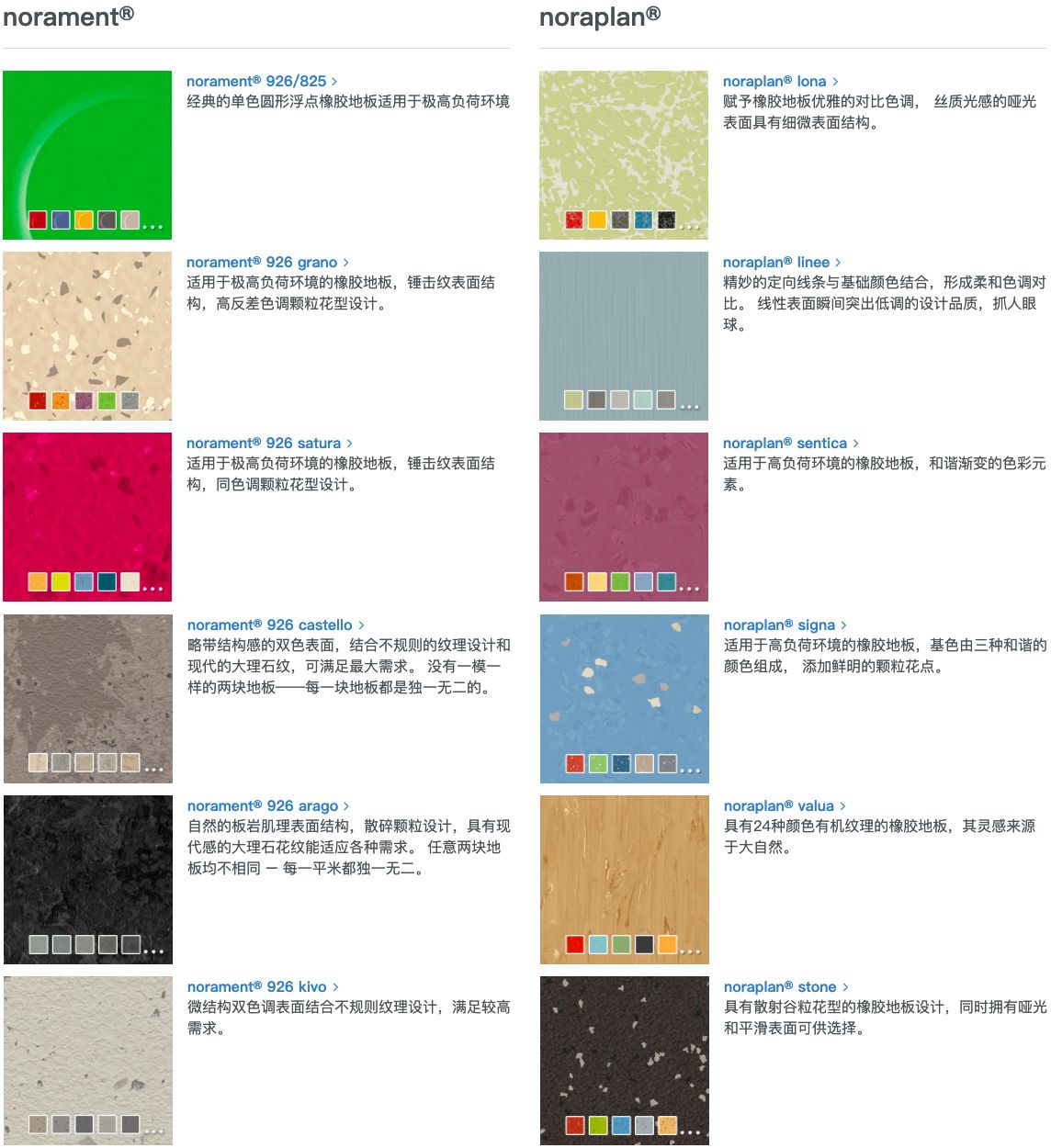 诺拉橡胶地板产品